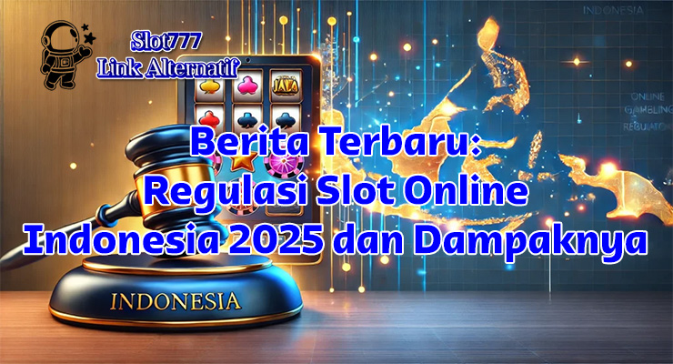 Infografis regulasi slot online Indonesia 2025 menampilkan statistik transaksi judol Rp47 triliun dan pemblokiran iklan